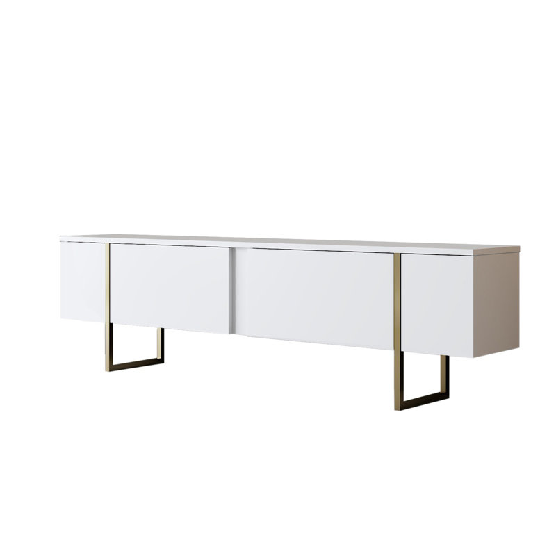 Meuble télé pour téléviseur de 78 po ou moins Krisann, Blanc / doré