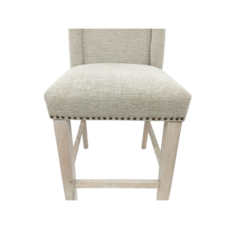 Tabouret de comptoir rembourré 24 po Modern, Fauve / bois flottant naturel