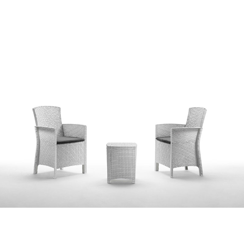 Outdoor Lounge Set Jupiter, Garden Set with Cushions, Rattan Effect, White