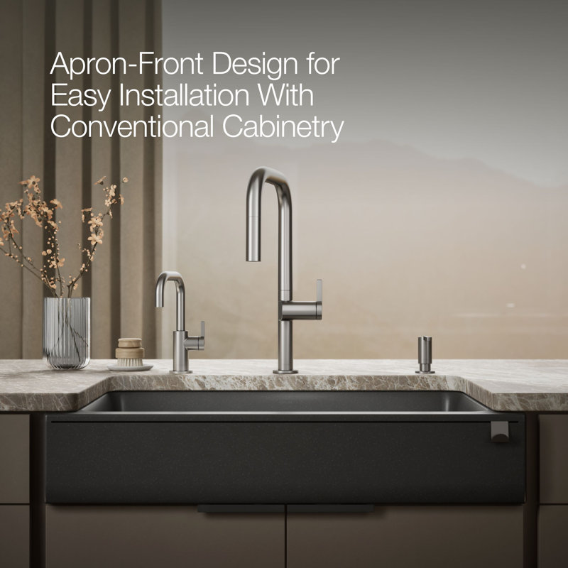 Cairn Undermount Single-Bowl Farmhouse Kitchen Sink, Matte Graphite