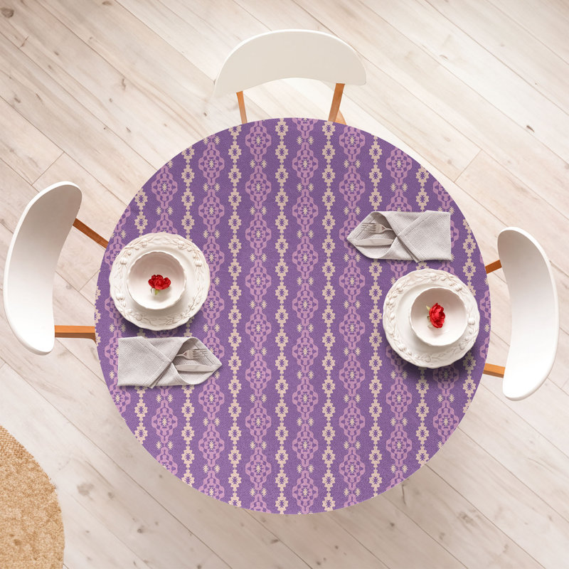Ambesonne Purple Fitted Round Tablecloth Violet Blush, 47.24" Round