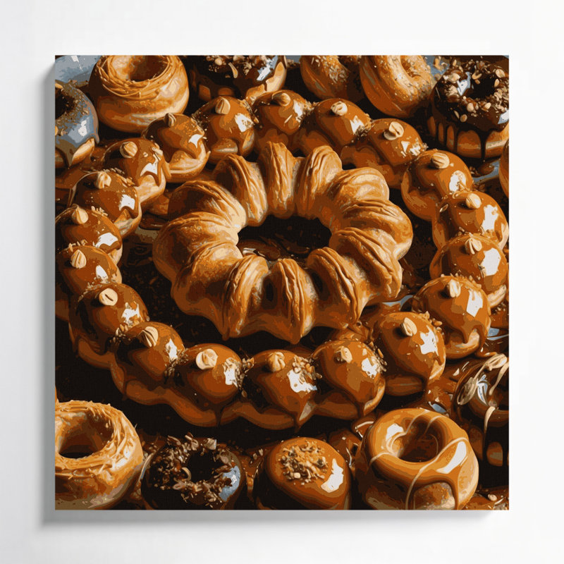 Desserts Cronuts Brown Canvas Wall Art, 8" H x 8" W