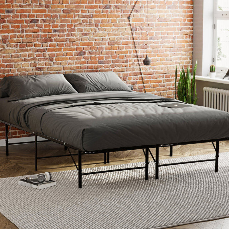 Structure de lit en métal pour grand lit, sommier à matelas, base de meuble de chambre noire, Grand lit