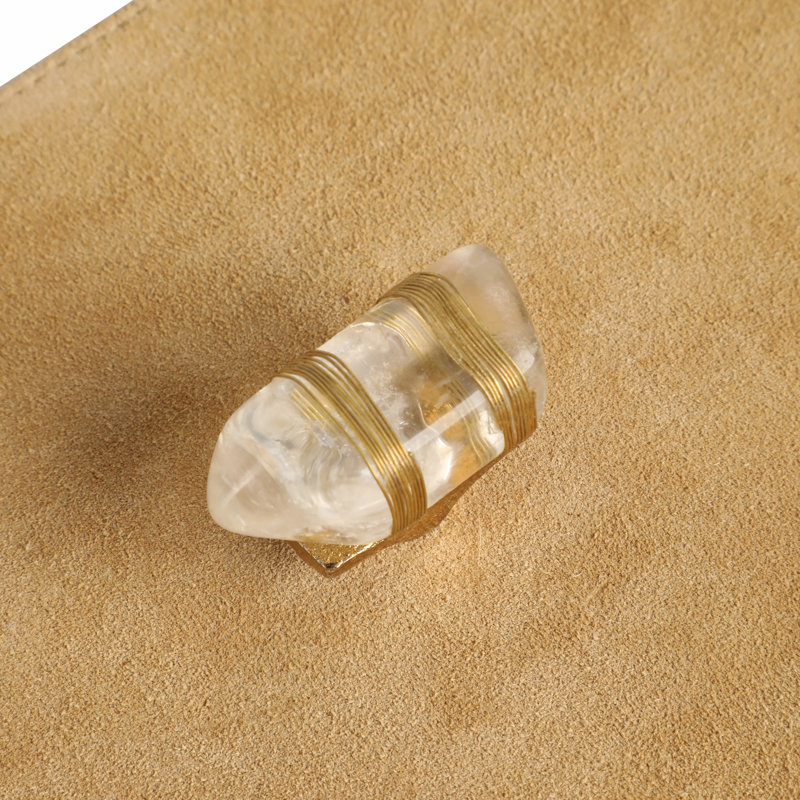 Sagebrook Home 2-Pieces Benin Suede Boxes With Stone Knob, Ivory