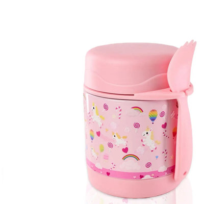 Boîte à lunch isotherme pour enfants avec dessin 3D, récipient isotherme à double paroi en acier inoxydable 10 oz, étanche et portable pour l'école, le bureau ou un cadeau de Noël (300 ml)