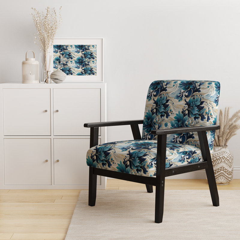 Fauteuil d'appoint rembourré en velours de style nautique Maritime Blues