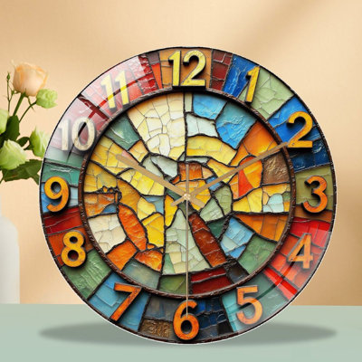 Stained Glass Wall Clock  Decorative Art Art - 12'' Modern Glass Wall Clock