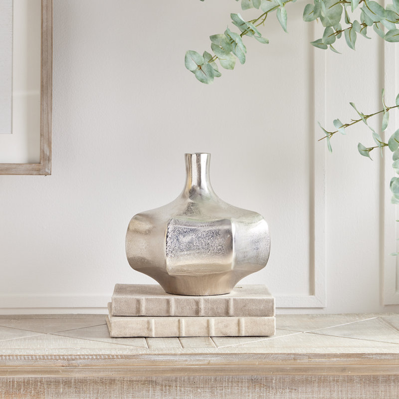 Aluminum Table Vase, 8.75" H x 9" W x 8" D