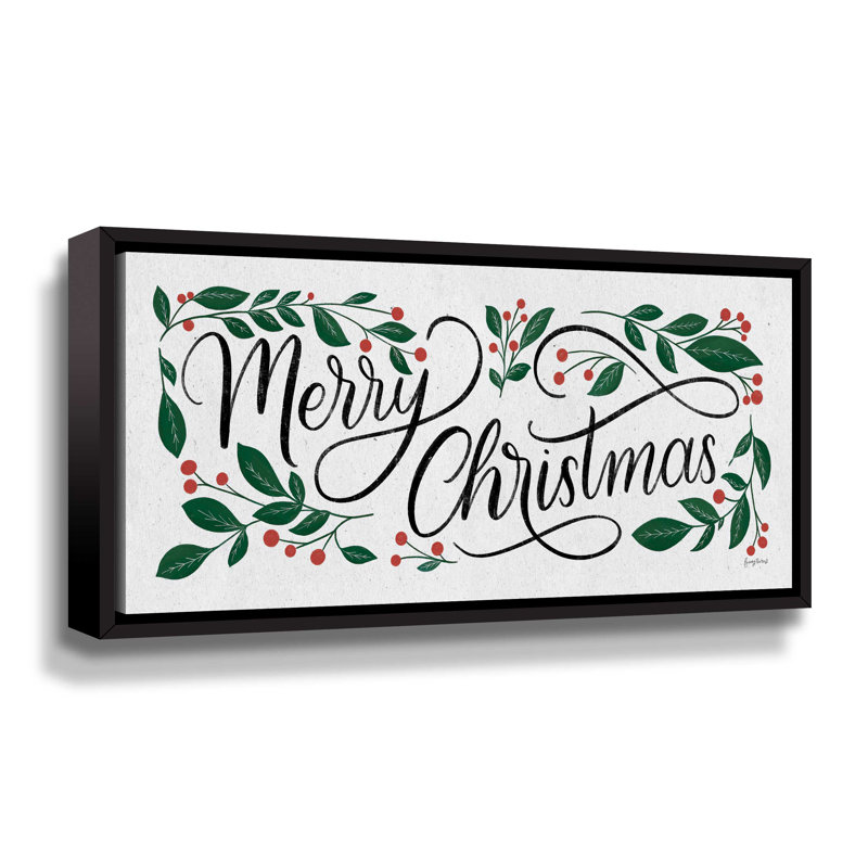 «Christmas Sayings I Crop», impression sur toile, Cadre flottant, H 6 po x l 12 po x P 1,5 po