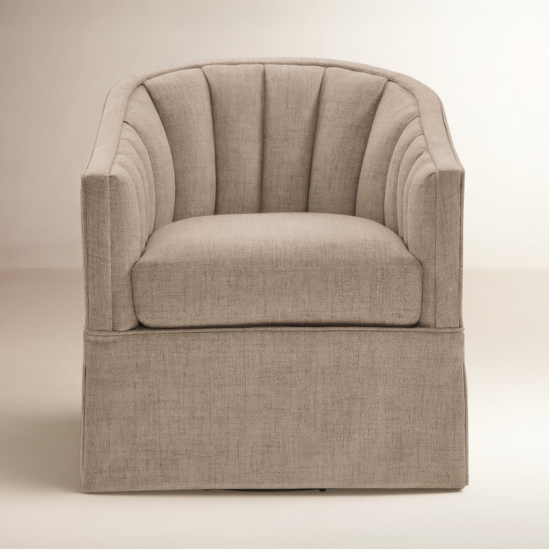 Milnor Sanibel Skirted Swivel Accent Chair, Taupe