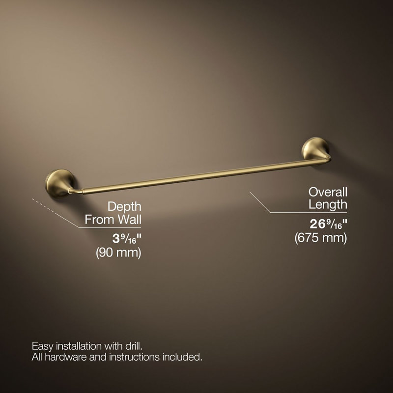 Tone Towel Bar, Vibrant Brushed Moderne Brass, 24"W