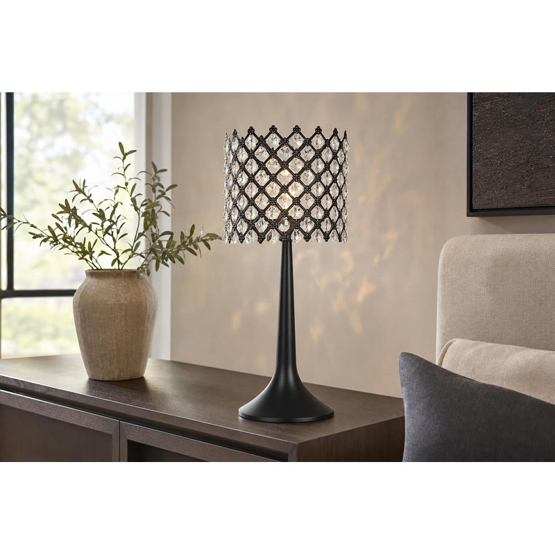 Lampe de table Crystal Lattice Radiance - noir mat et cristal transparent - ensemble de 2