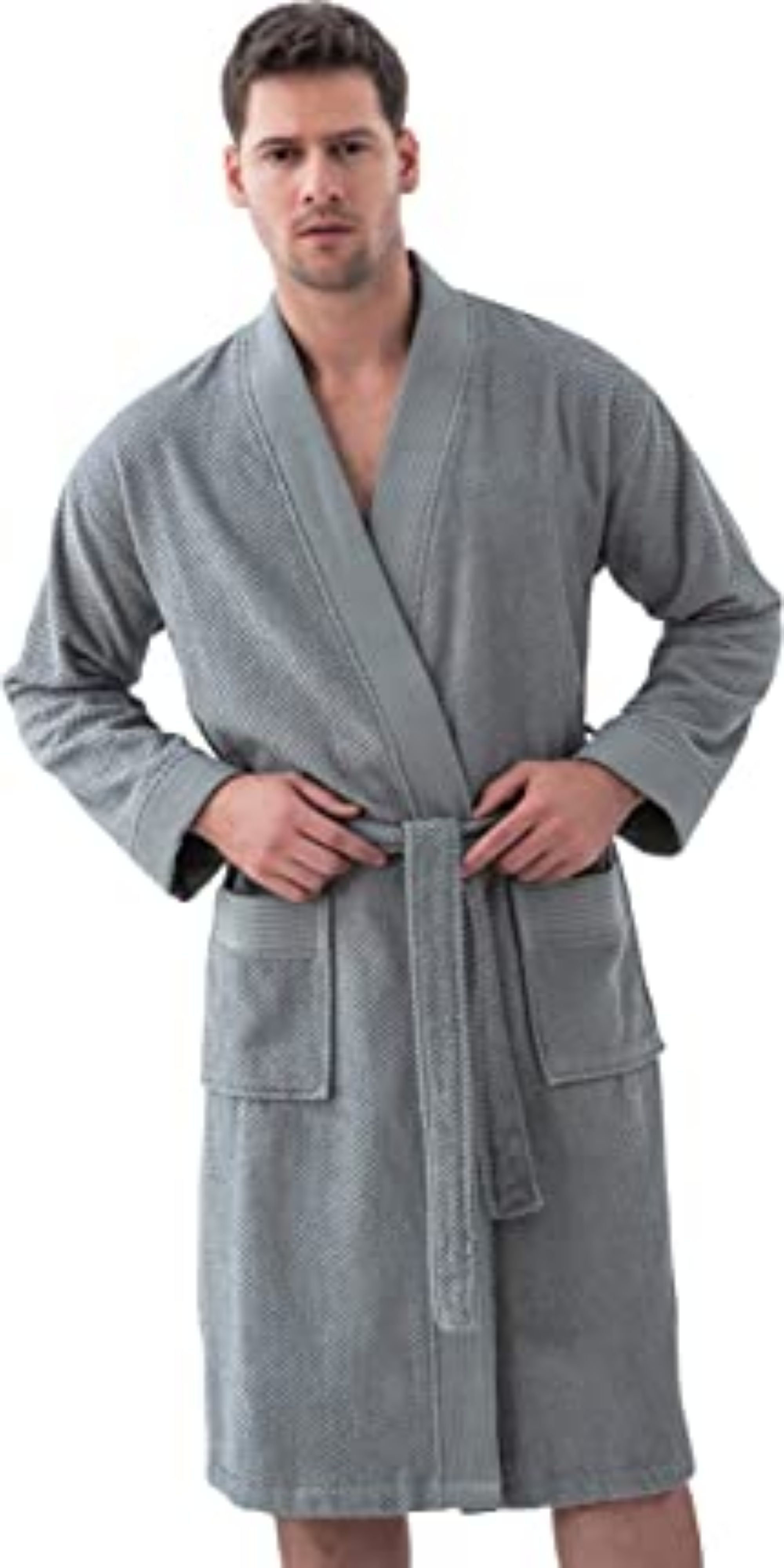 SEYANTE Turkish Cotton Terry Men's Bathrobe, Kimono Terry Bathrobe ...