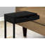Table d'appoint pour le salon et la chambre à coucher, avec rangement en stratifié noir et en métal, surface de la chambre à coucher