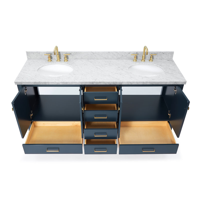 Ensemble de meuble-lavabo double 73 po Cambridge, Bleu minuit