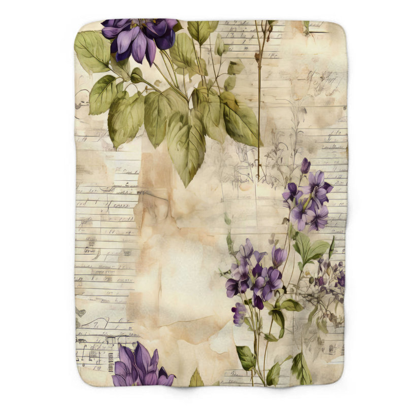 Floral Chronicle - couverture en sherpa de qualité supérieure 1 pièce, Lit simple