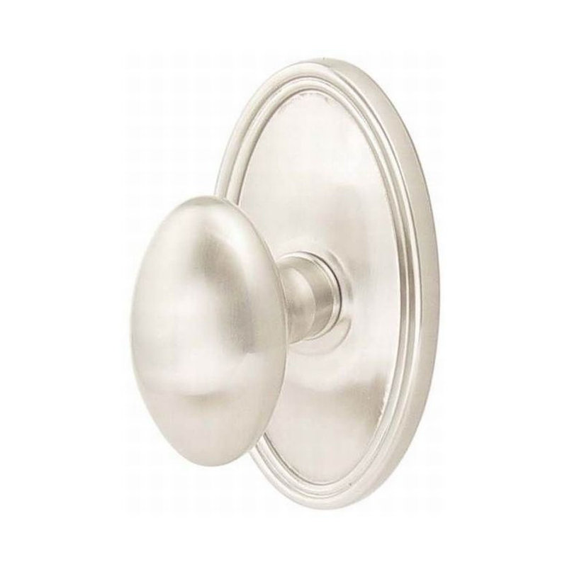 Passage Egg Knob with Oval Rose, Satin Nickel