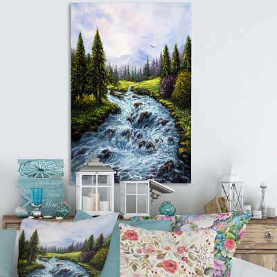 «Beautiful Spring River In Mountain», reproduction d'art sur toile traditionnelle