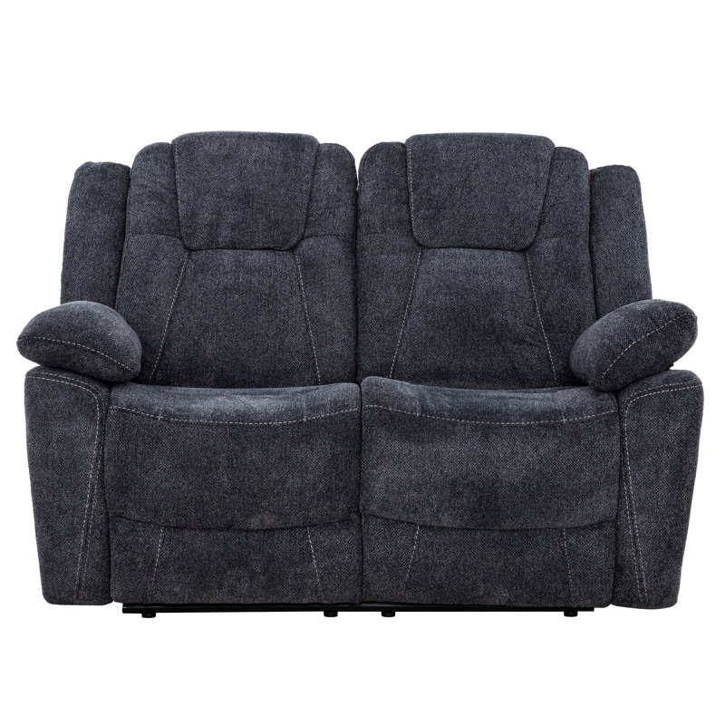 Anakin 59 in. Dark Grey Fabric Reclining Loveseat