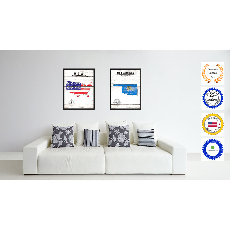 «Oklahoma State Vintage Flag», reproduction d'impression sur toile, H 9 po x l 7 po x P 1,2 po
