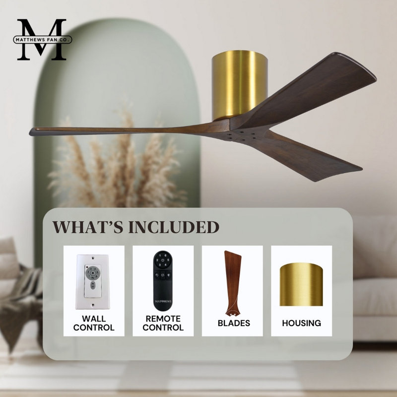 Irene Ceiling Fan, Walnut Tone, Brushed Brass, 60"