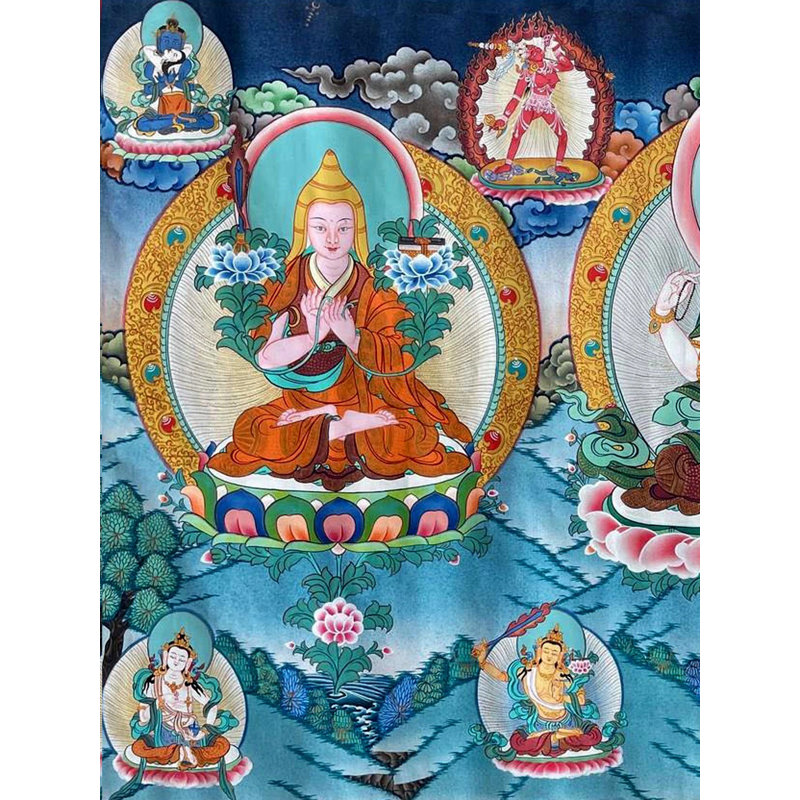 Figurine verticale Chengrezig Menlha Thangka (Brocadeless Thangka)