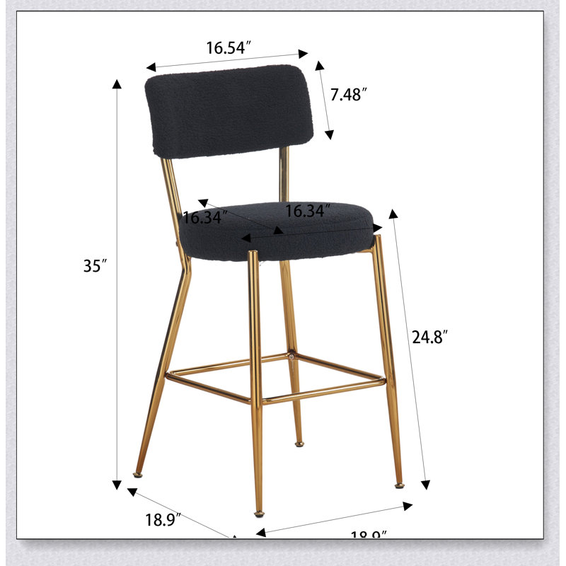 Tabouret de comptoir Mylhana, Noir