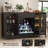 70.9" Bar Cabinet with LED Lights – Sideboard with Power Outlets, Wine Glass Rack & Drawer