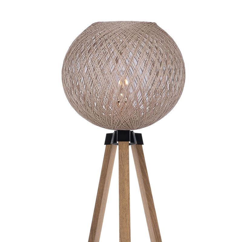 Lampe sur pied élégante, couleur crème, hauteur 57,1 po | Abat-jour en jute fabriqué à la main (13,4 po de diamètre) et panneau de fibres à densité moyenne (0,1 po d'épaisseur) | Longueur de câble réglable (maximum 78,7 po) | Idéal pour les d?
