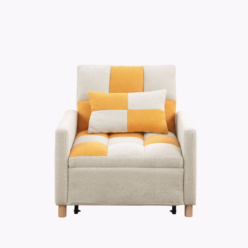 Somdath Sleeper Sofa Chair Bed Multi-Functional Sleeper Chair Upholstered Accent Chair, Yellow Teddy