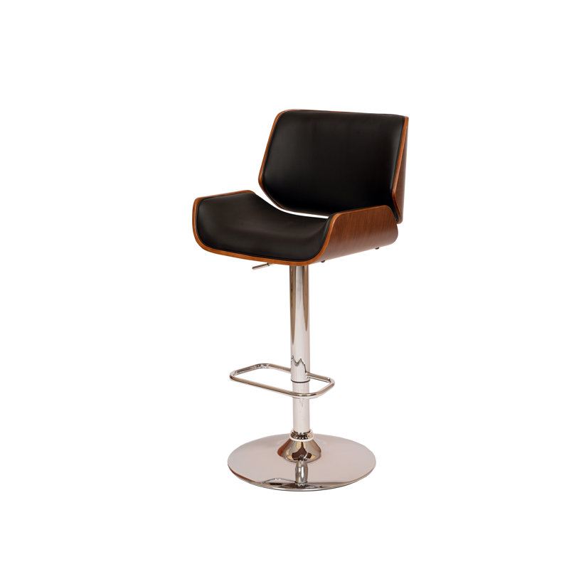 Swivel Upholstered Adjustable Height Counter Stool, Chrome/Black