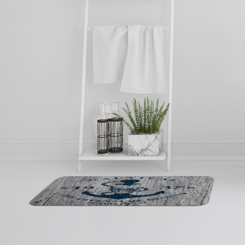 Ajeet Non-Slip Bath Rug, 1937 Nautical Driftwood