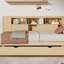 Lit de jour simple en bois avec tablettes de rangement, USB et lit gigogne