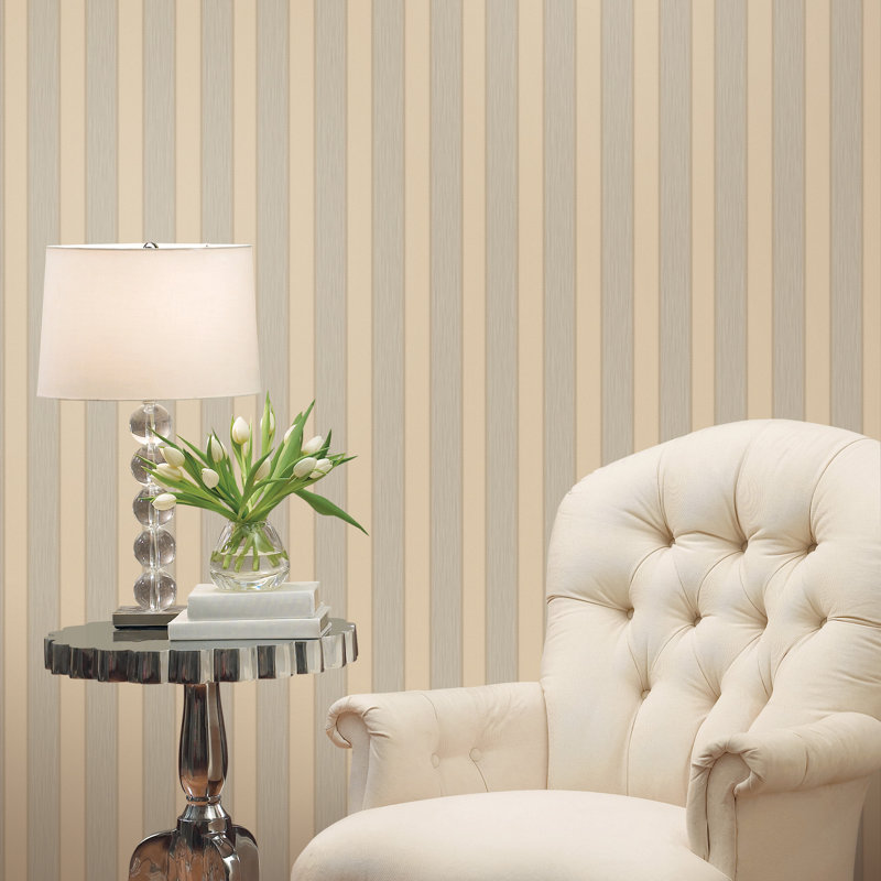 10m x 53cm Textured Matte Wallpaper Roll, Cream/Grey