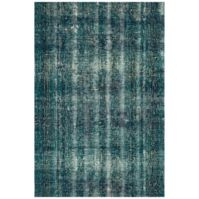 Pewter2 Modern Distressed Solid Teal Blue White Machine Washable Non-Slip Low Pile Indoor Outdoor Pet Friendly Living Room Bedroom Dining Room Entryway Hallway Office Area Rug