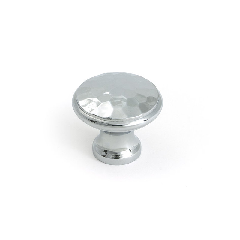 Hammered Round Knob, Polished Chrome, 1.18" Knob Diameter