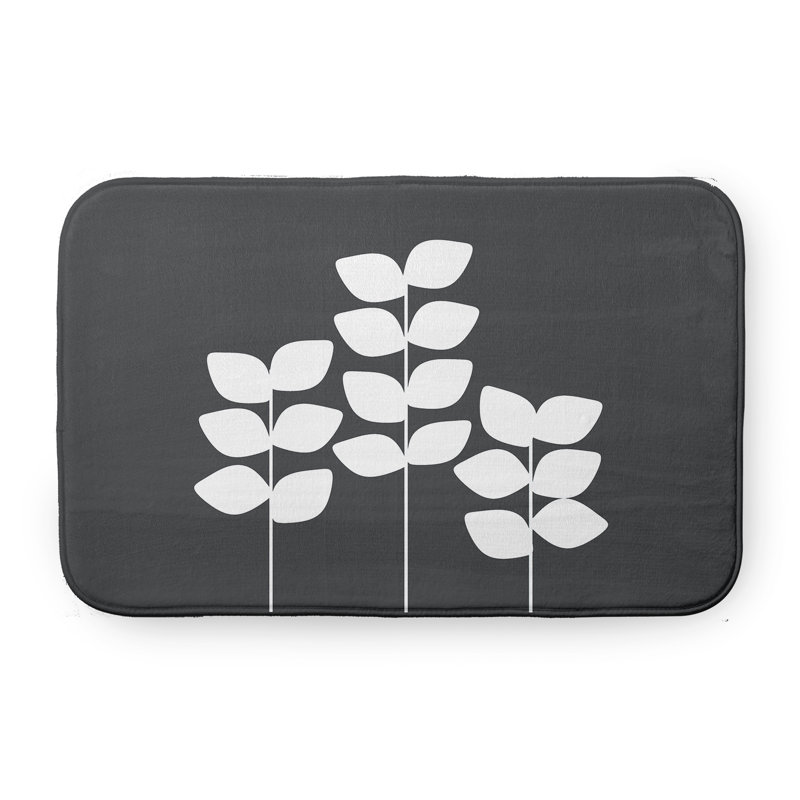 Tapis de bain Botanical Blooms, L 17 po x L 24 po, gris