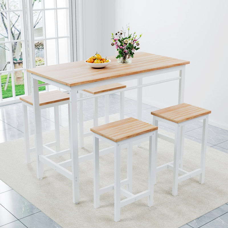Table de cuisine moderne 5PC avec 4 tabourets de bar, ensemble de table de bar, ensemble de table de salle à manger