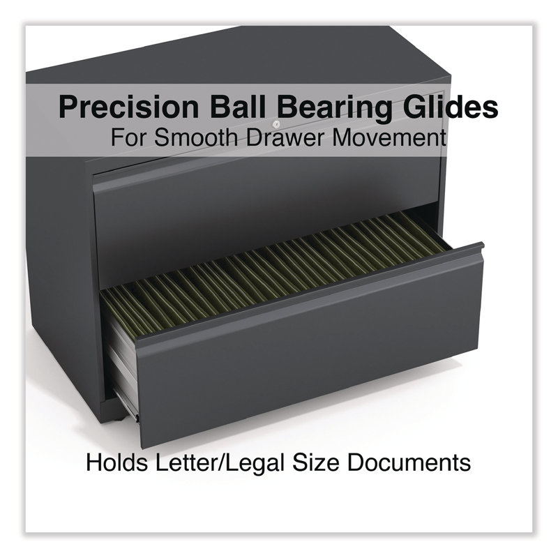 Charcoal Steel 2-Drawer Lockable Lateral File Cabinet