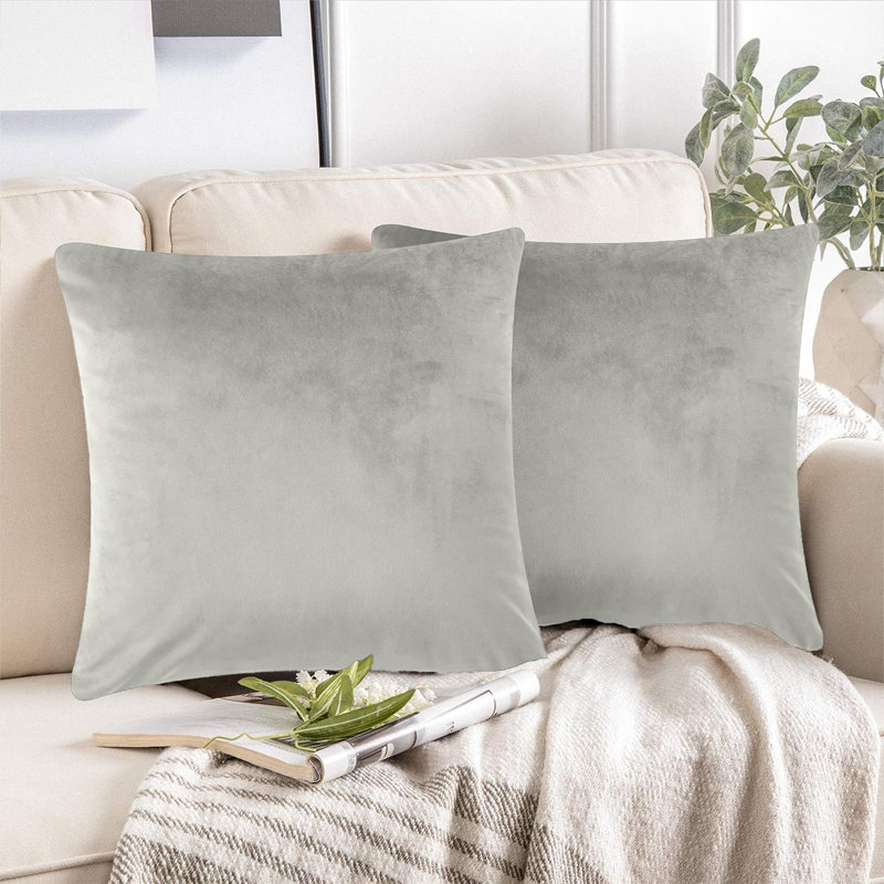 Luxurious Plain Velvet Cushion Covers (Set Of 2), Off White