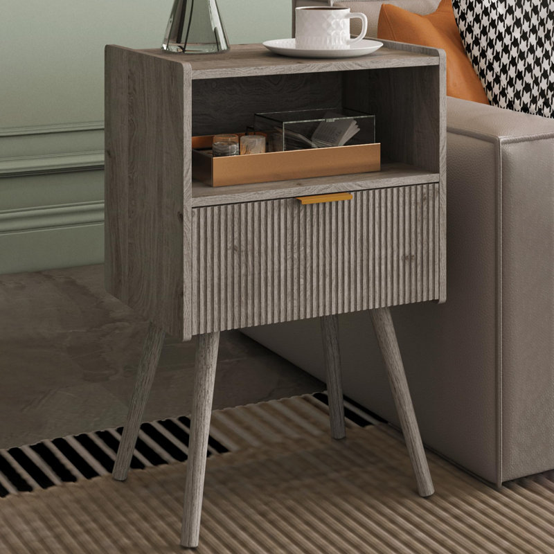 Table de chevet ouverte de style moderne, Chêne gris