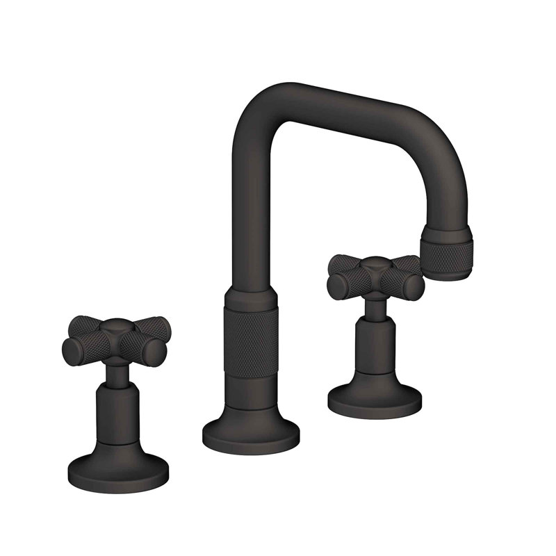 Clemens Widespread Bathroom Faucet with Drain Assembly, Flat Black