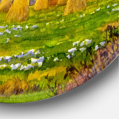 " Haystacks On Orange Fields II " Painting Print