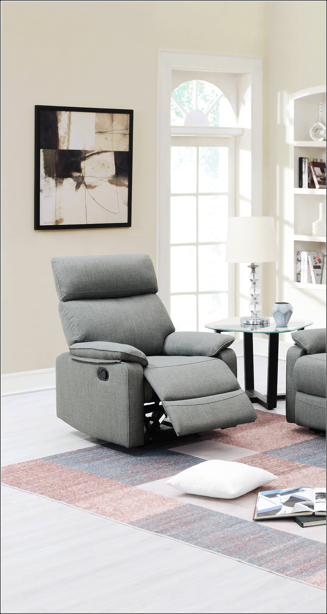 Berlap Chair Latitude Run® Burlap Fabric Recliner Motion Recliner Chair 1Pc Couch ...