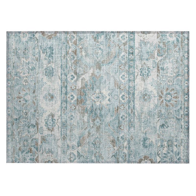 Machine Washable Indoor/Outdoor Chantille ACN2638 Global Rug, 1'8" x 2'6", Teal