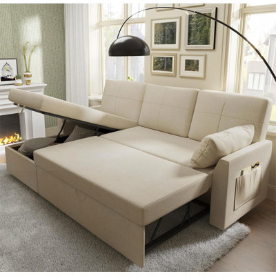 Baerl 84" Sofa Bed Pull Out Bed with Storage Chaise