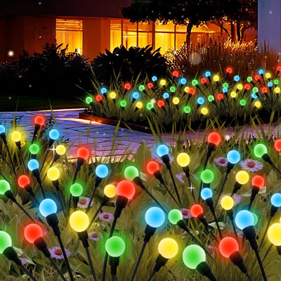Multicolore BAOKALER, paquet de 12 lumières de jardin extérieures imperméables, 2 modes de lumières de balançoire pour la décoration de jardin, cour, patio, sentier, fête, décoration de Noël, 96 lumières DEL multicolores