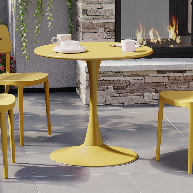 Outdoor Steel Dining Table, Yellow