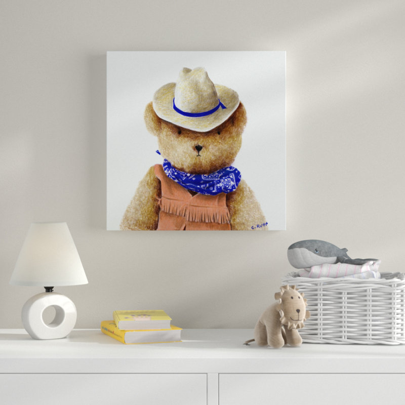 « teddy bear v », art sur toile, H 14 po x l 14 po x P 2 po