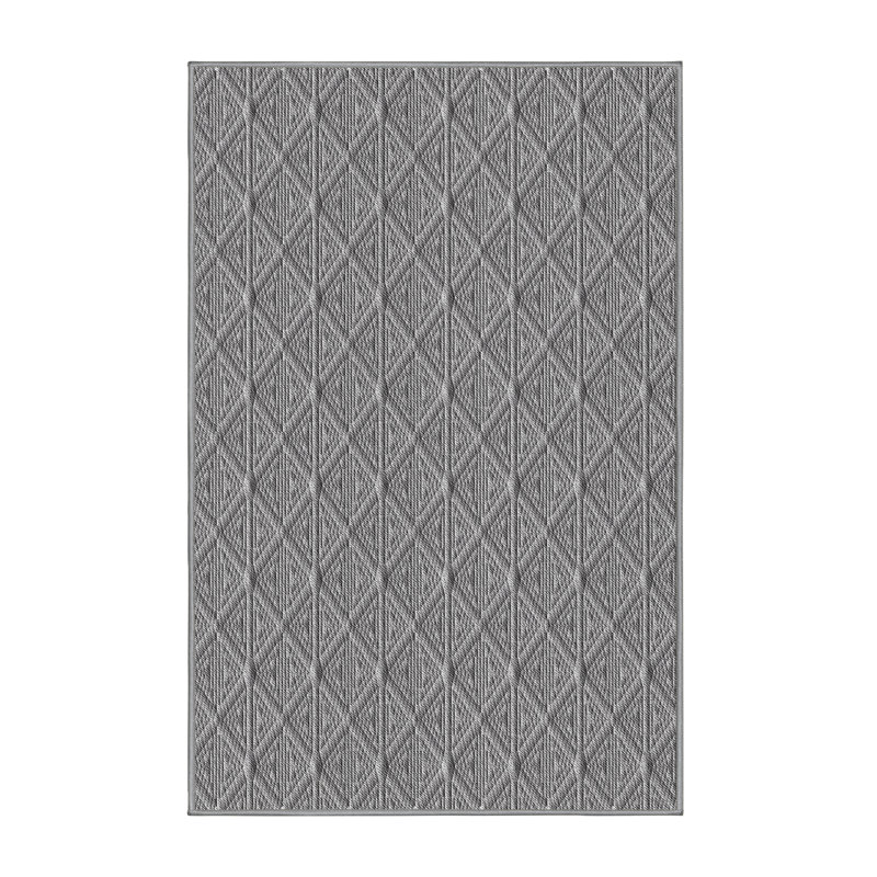 Tapis décoratif gris à motif géométrique Reinke, Rectangle 5 pi x 7 pi